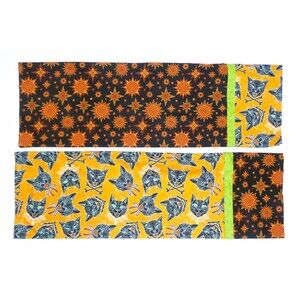 2 Handmade Halloween Pillow Cases Trick Treat Candy Sacks Black Cats Bats Stars